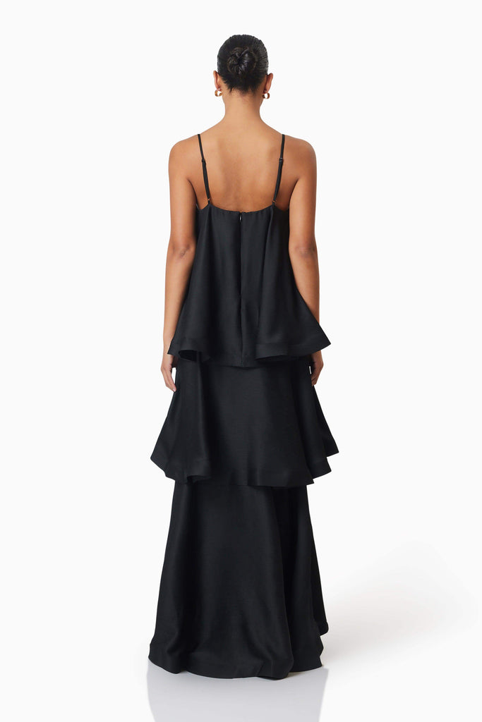 Tilly Tiered Maxi Dress in Black