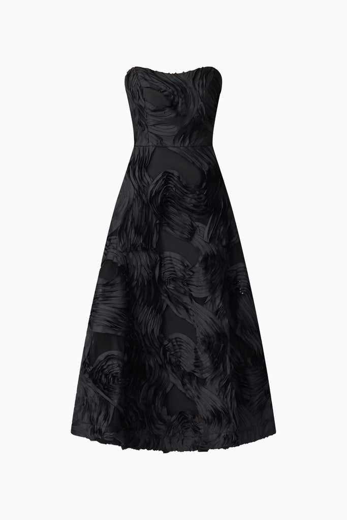 Asher Sweetheart Midi Dress in Black