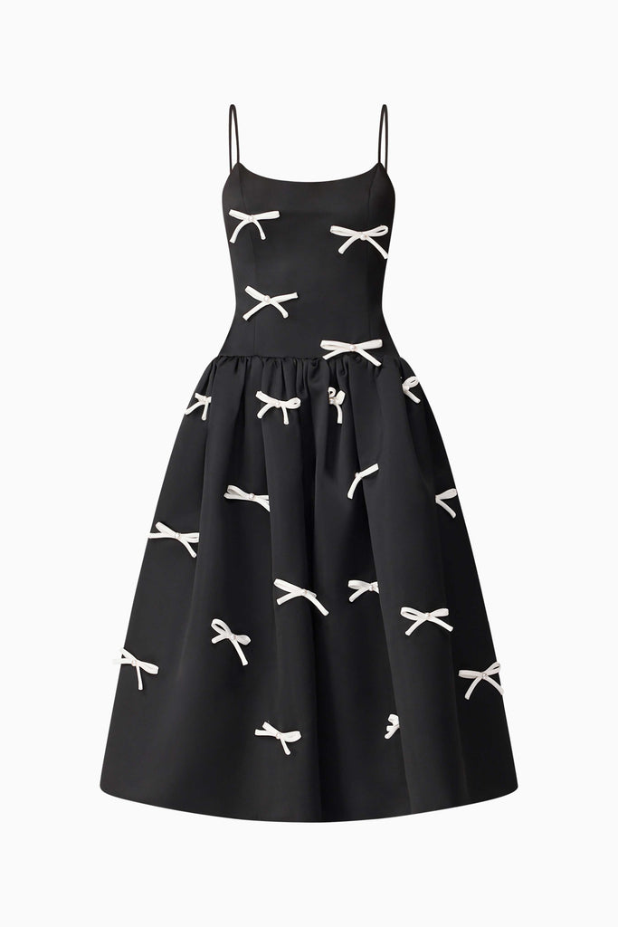 Ursula A-Line Midi Dress in Black