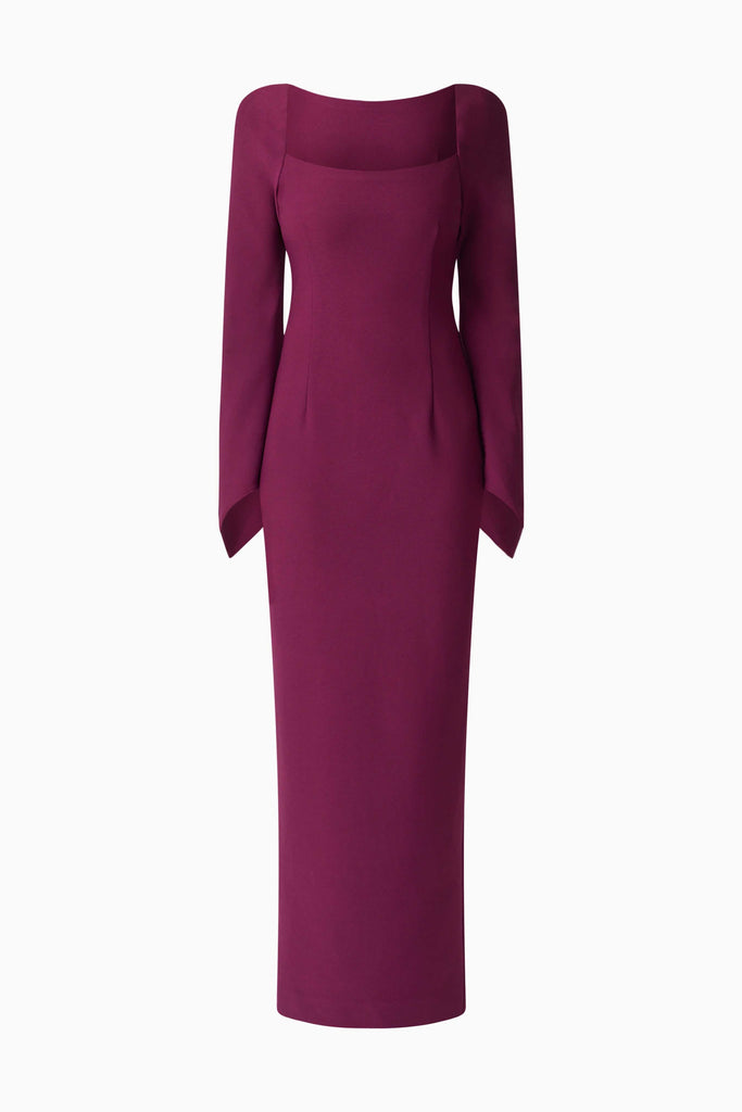 Theresa Long Sleeve Gown in Burgundy