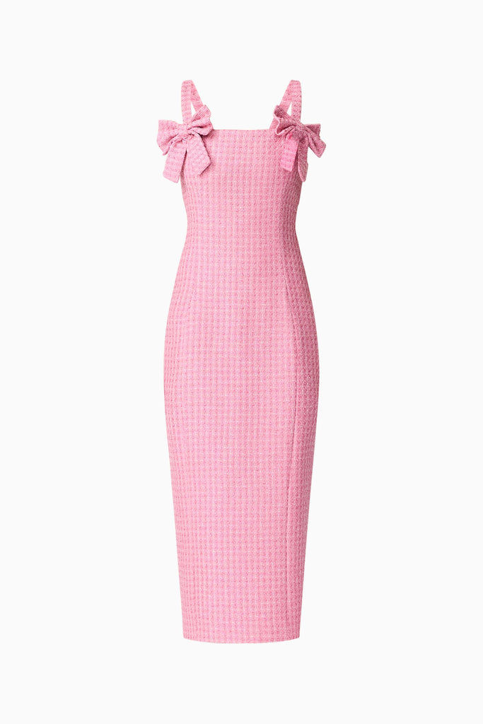 Alia Fitted Midi Dress In Pink