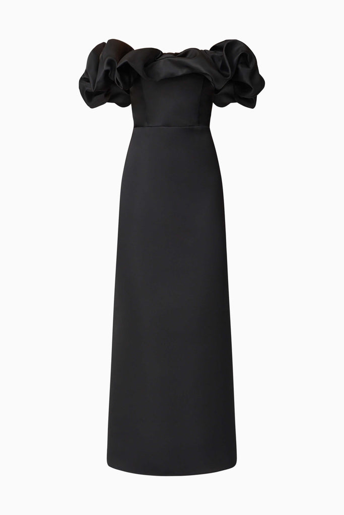 Sharon Off The Shoulder Midi Dress in Black