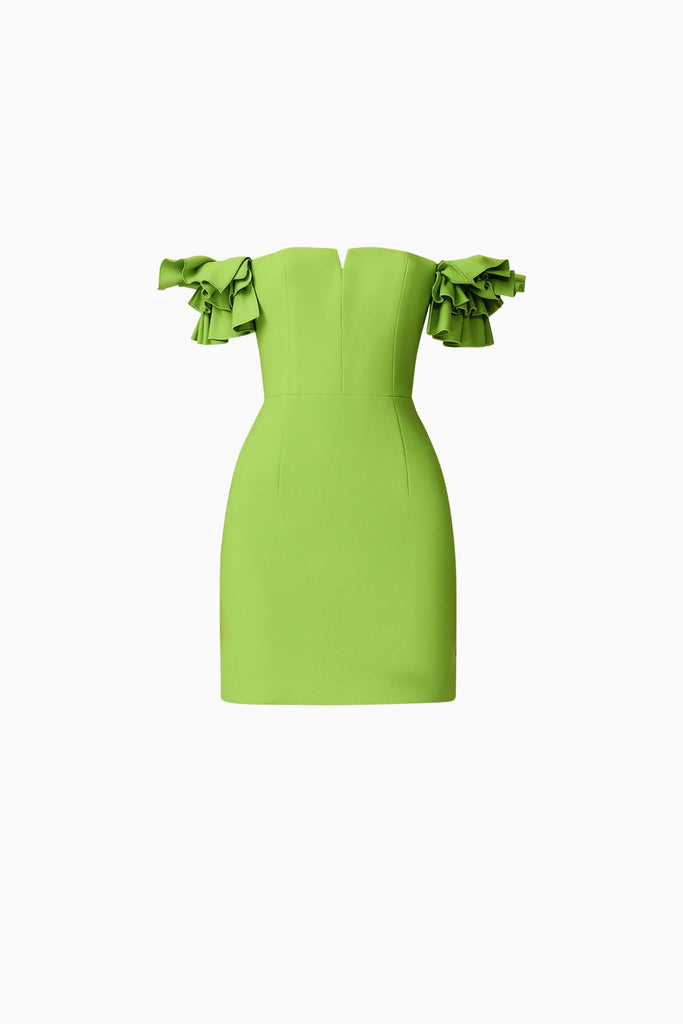 Nola Off The Shoulder Mini Dress in Green