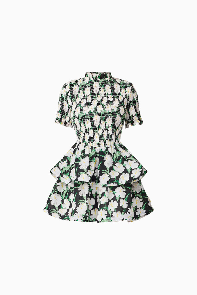 Rosey Short Sleeve Mini Dress in Black Floral