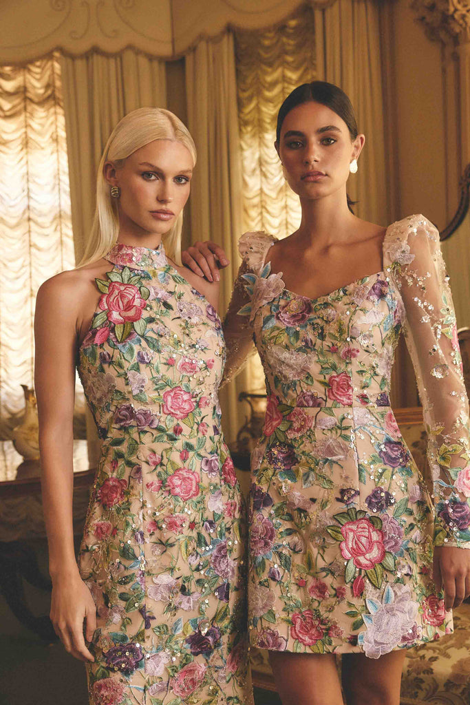 Eliska Long Sleeve Mini Dress in Floral