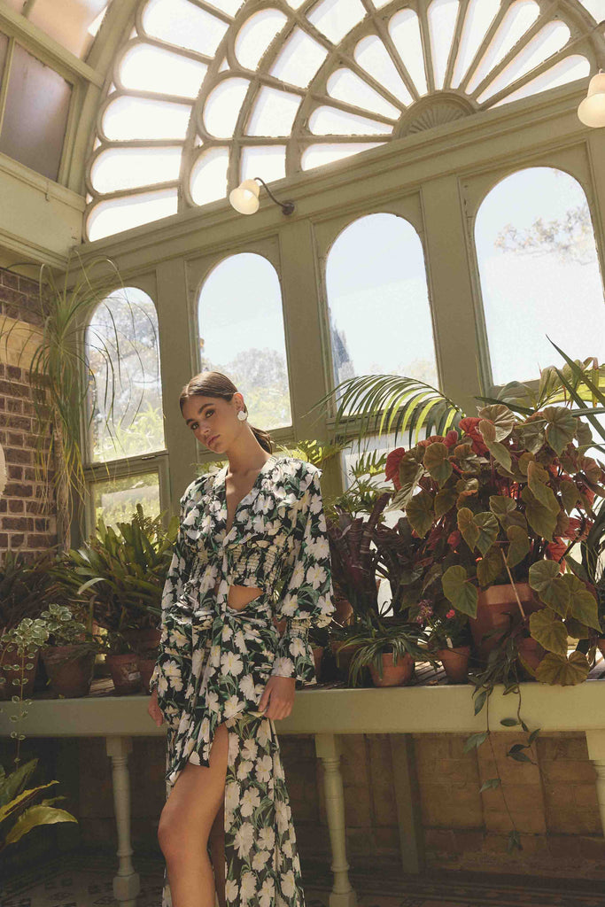 Rosey Long Sleeve Set in Black Floral