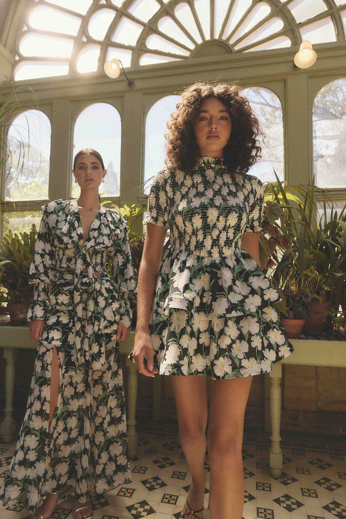 Rosey Short Sleeve Mini Dress in Black Floral