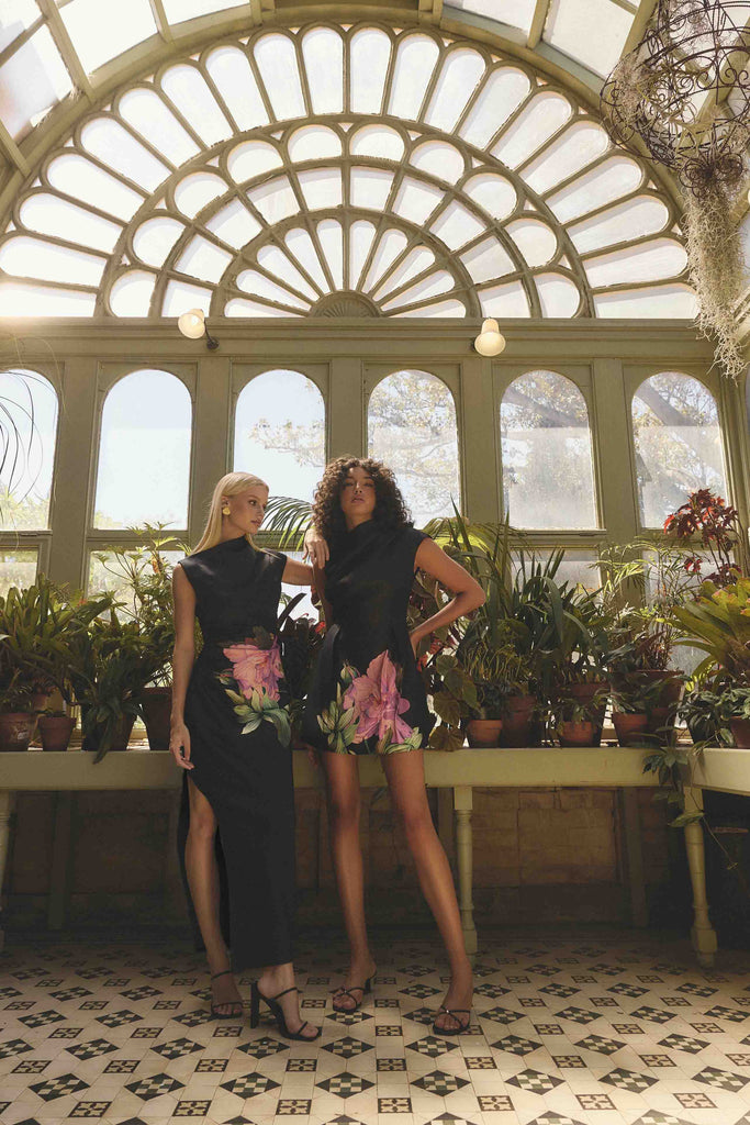 Azelie Asymmetrical Gown in Black