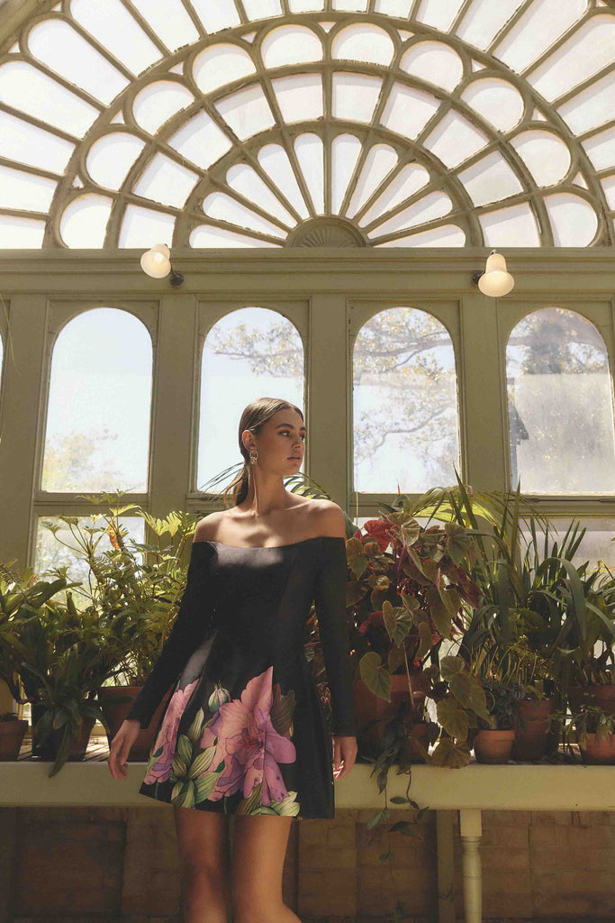 Azelie Off The Shoulder Mini Dress in Black