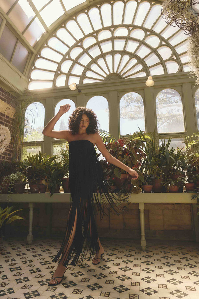 Alya Tiered Maxi Dress in Black