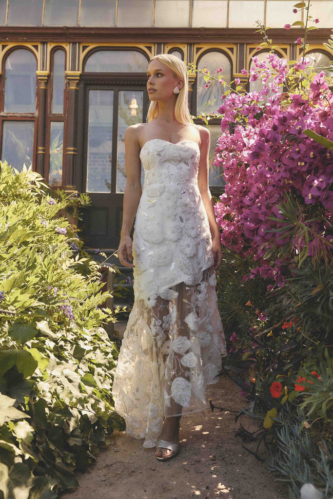 Carol Strapless Gown in White