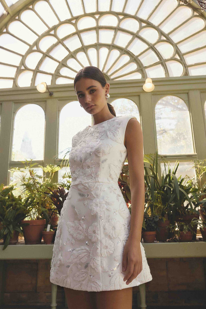 Carol Tulip Mini Dress in White