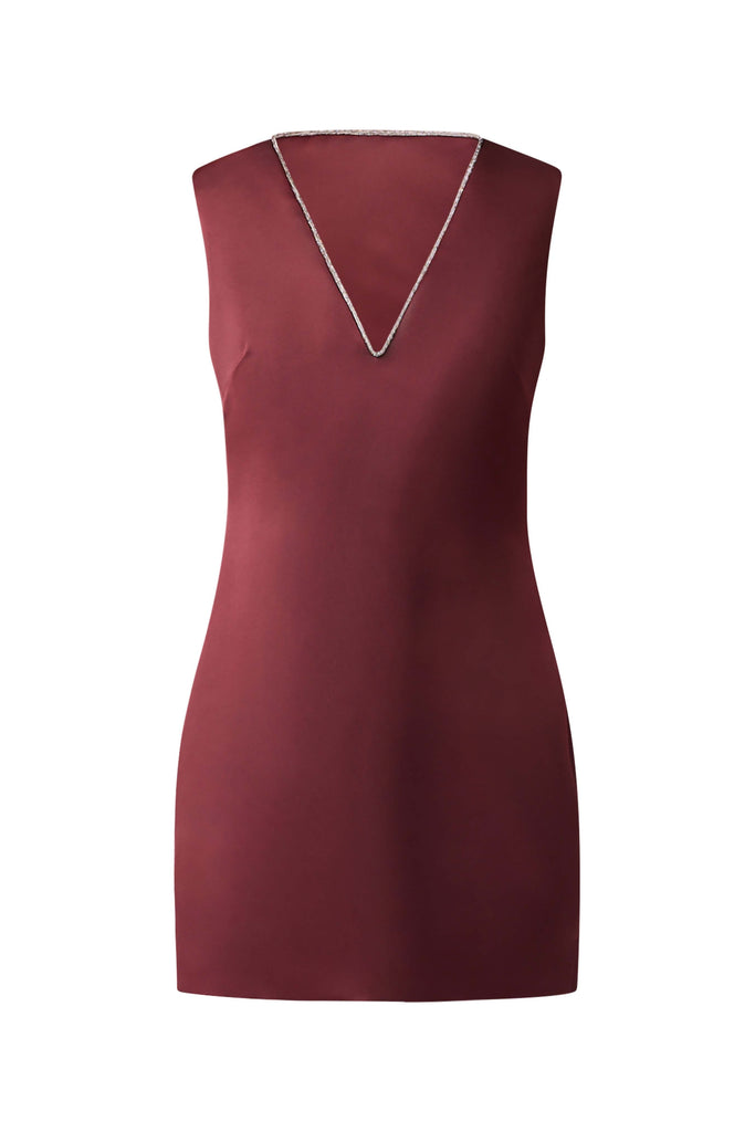 Livia Shift Mini Dress in Burgundy
