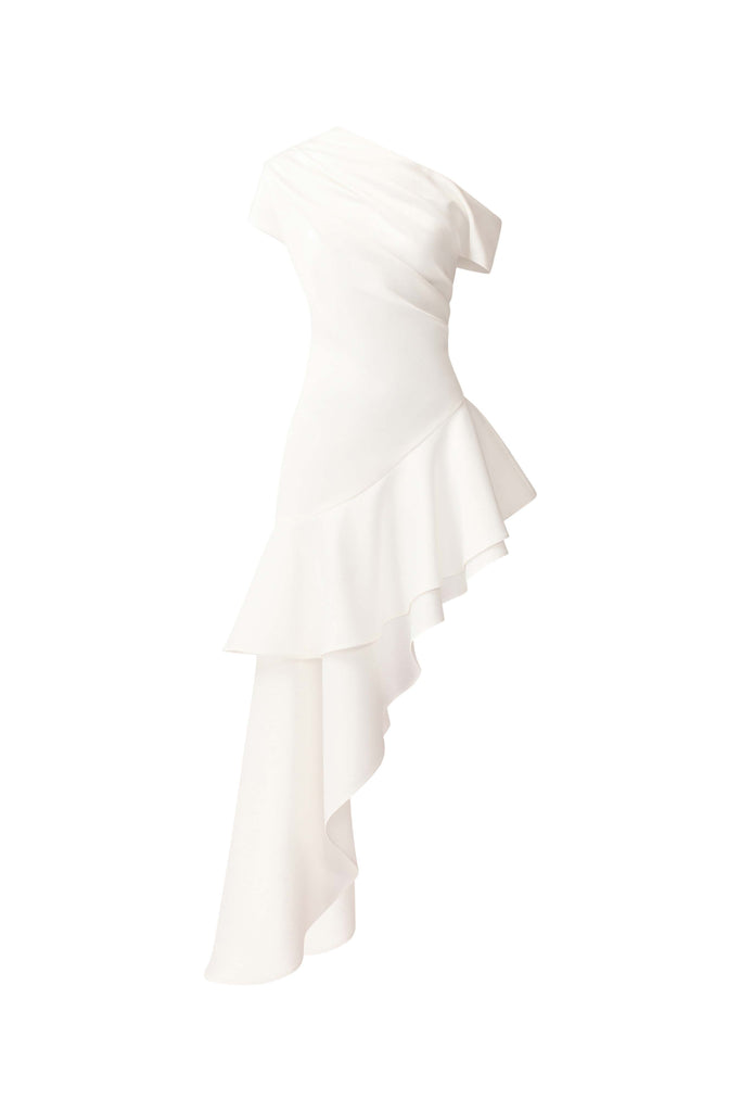 Livia Asymmetrical Gown in White