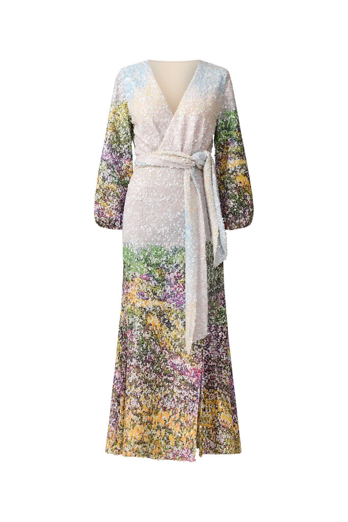 Arden Long Sleeve Gown in Multi Ombre