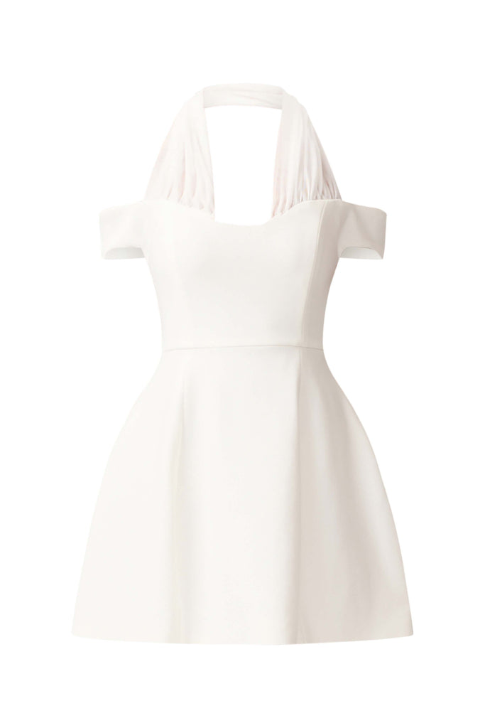 Ruby Halter Mini Dress in White