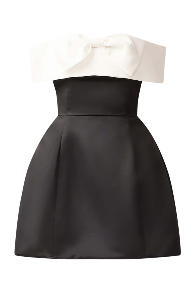 Sorrel Off the Shoulder Mini Dress in Black & White