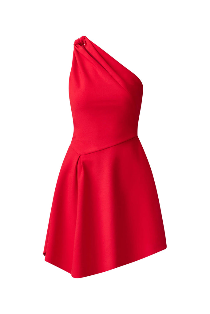 Lila Asymmetrical Mini Dress in Red