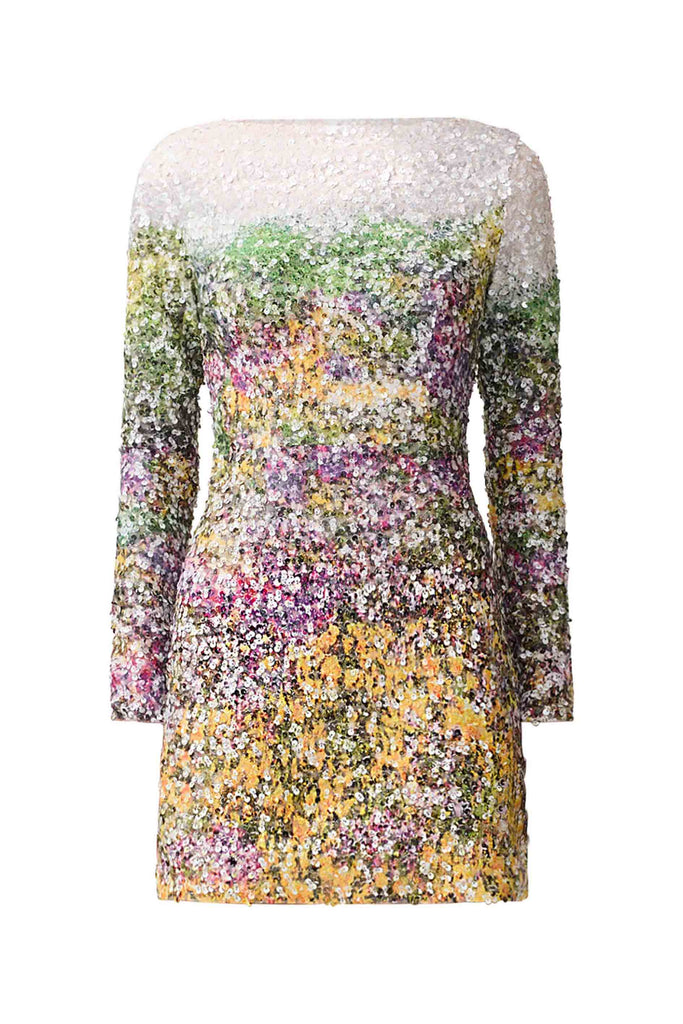 Arden Long Sleeve Mini Dress in Multi Ombre