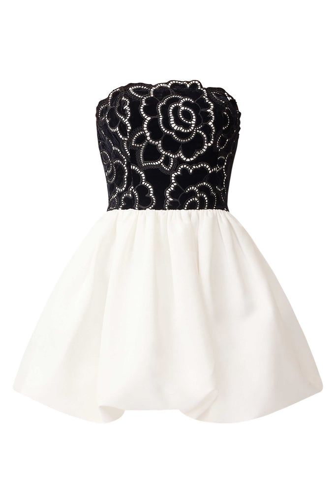 Eris Strapless Mini Dress in Black & White
