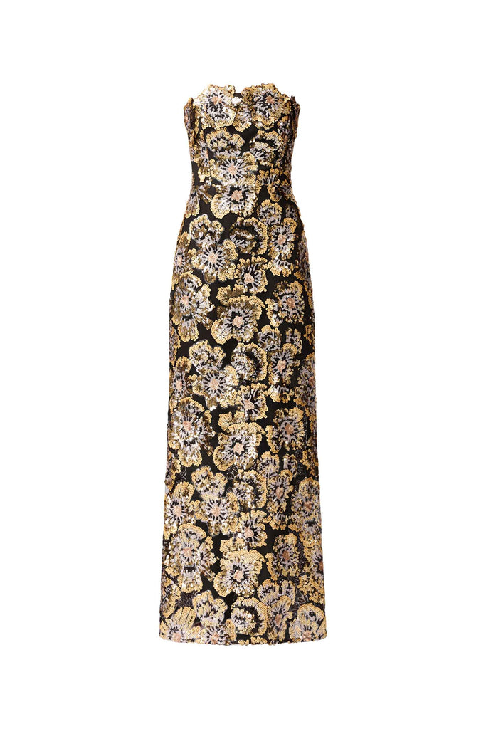 Celeste Strapless Gown in Black and Gold