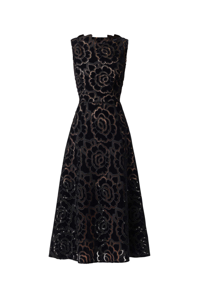 Eris Fit & Flare Midi Dress in Black