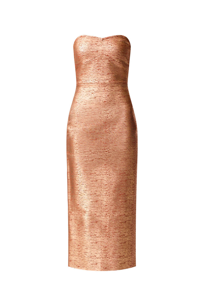 Rhian Strapless Midi in Orange