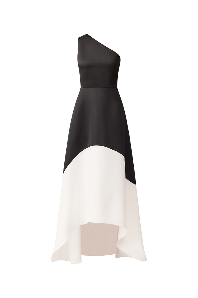Sorrel One Shoulder Gown in Black & White