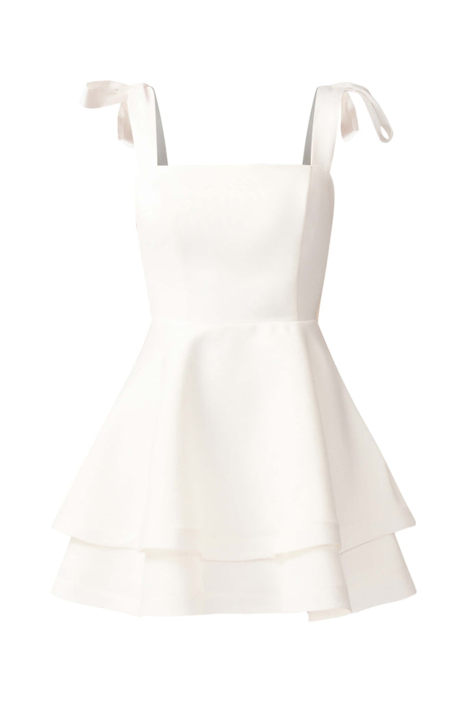 Livia Tiered Mini Dress in White