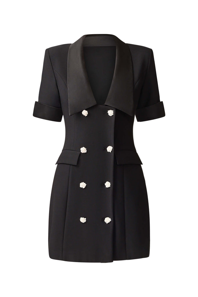 Ruby Short Sleeve Blazer Dress in Black