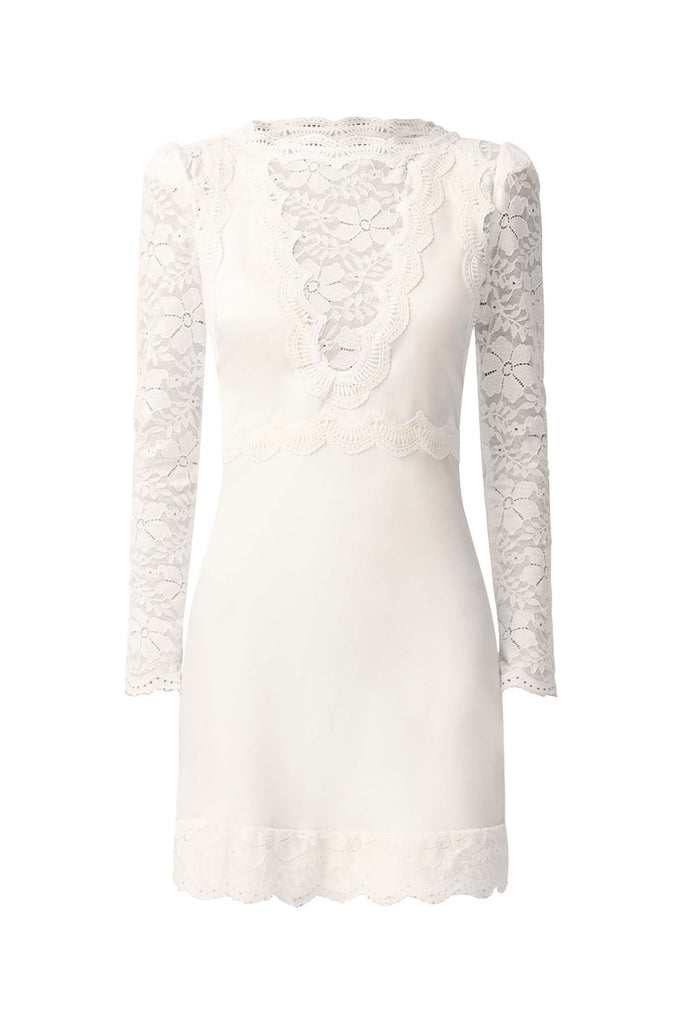 Margot Long Sleeve Mini Dress in White