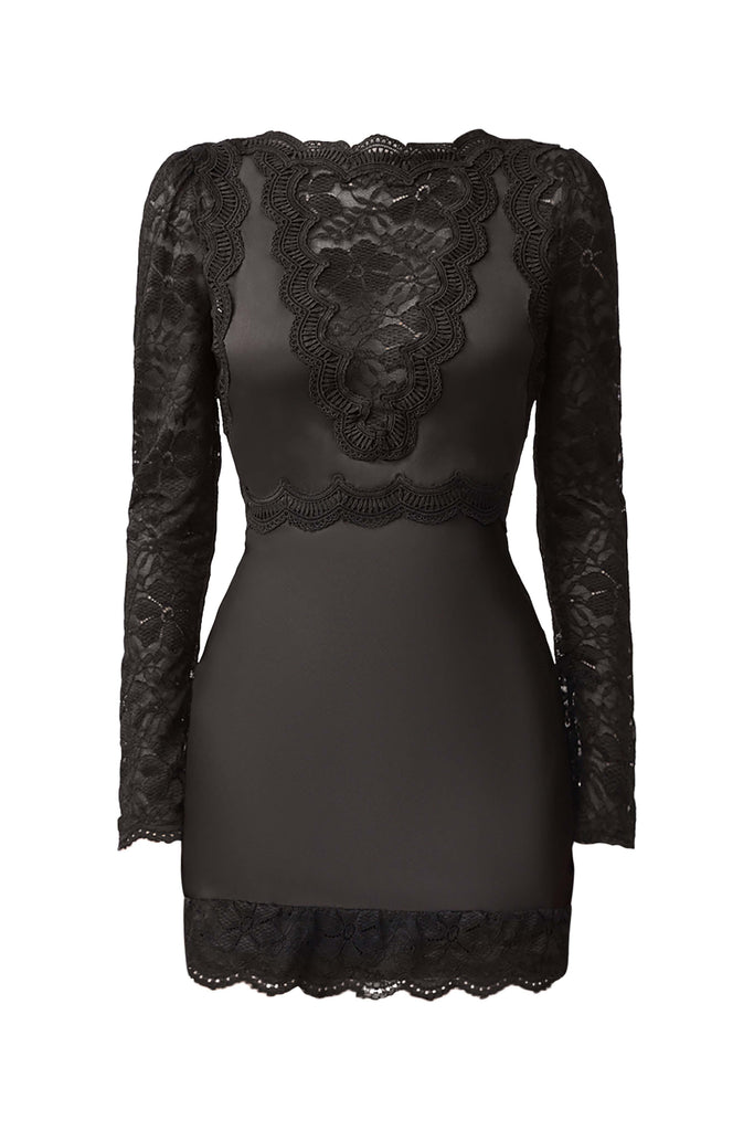 Margot Long Sleeve Mini Dress in Black