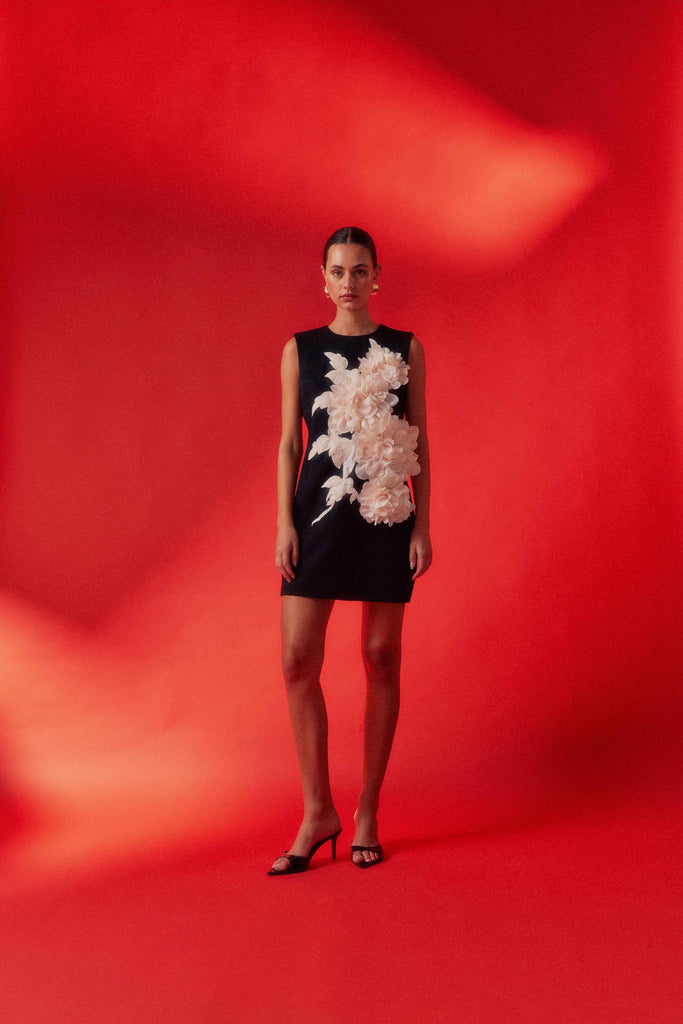 Zahara Shift Mini Dress in Black