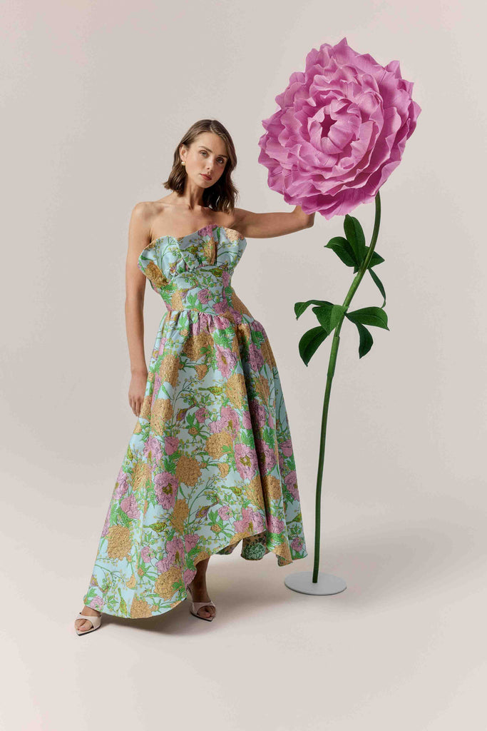 Laurel Sleeveless Maxi Dress in Green Floral