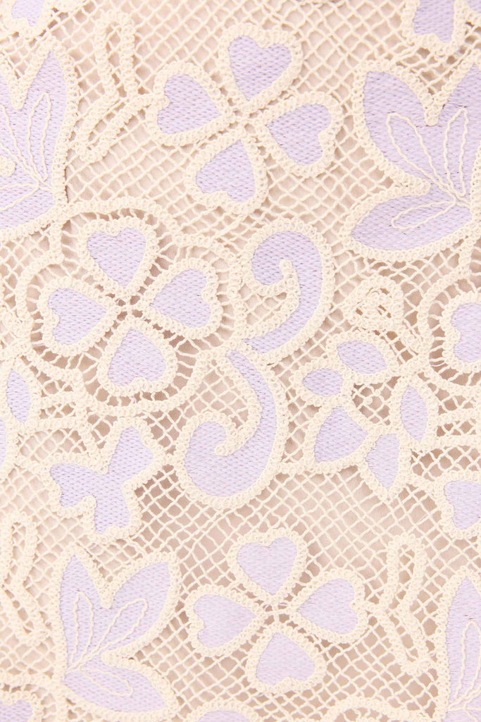 Jasmine Crochet Mini Dress in Purple & Beige