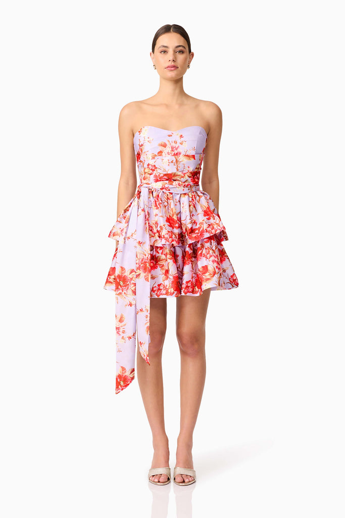 Elina Strapless Mini Dress in Purple