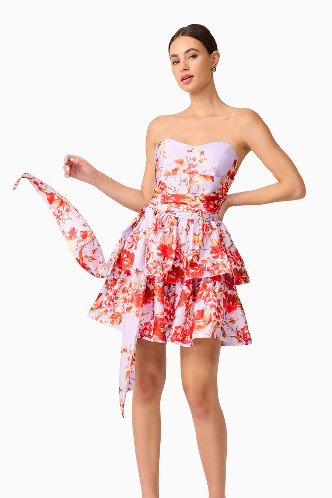 Elina Strapless Mini Dress in Purple