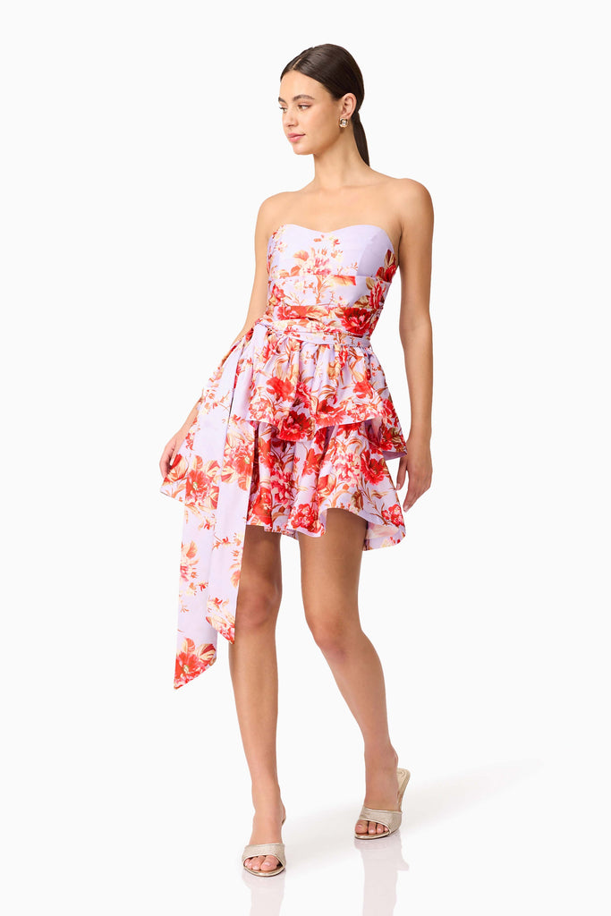 Elina Strapless Mini Dress in Purple