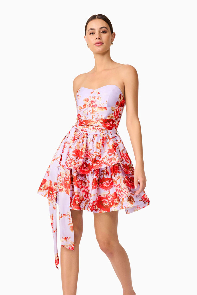 Elina Strapless Mini Dress in Purple