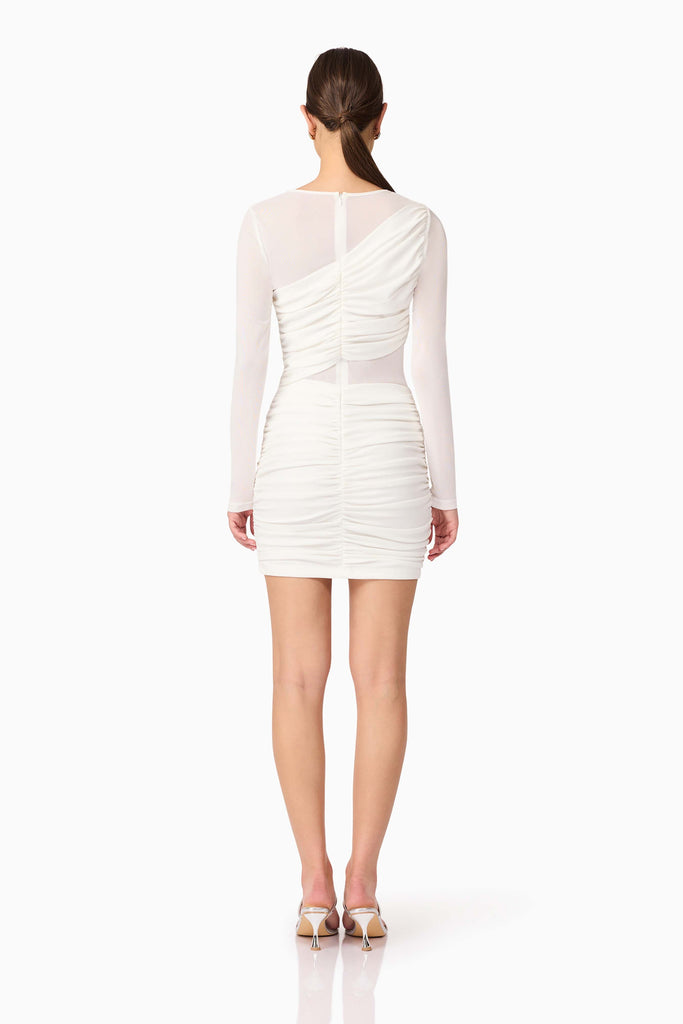 Darya Long Sleeve Mini Dress in White