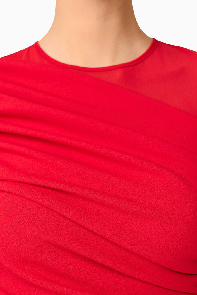 Darya Long Sleeve Mini Dress in Red