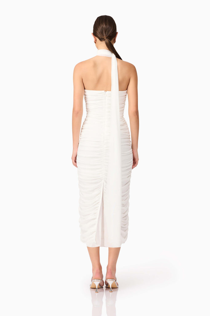 Darya Fitted Midi Dress in White