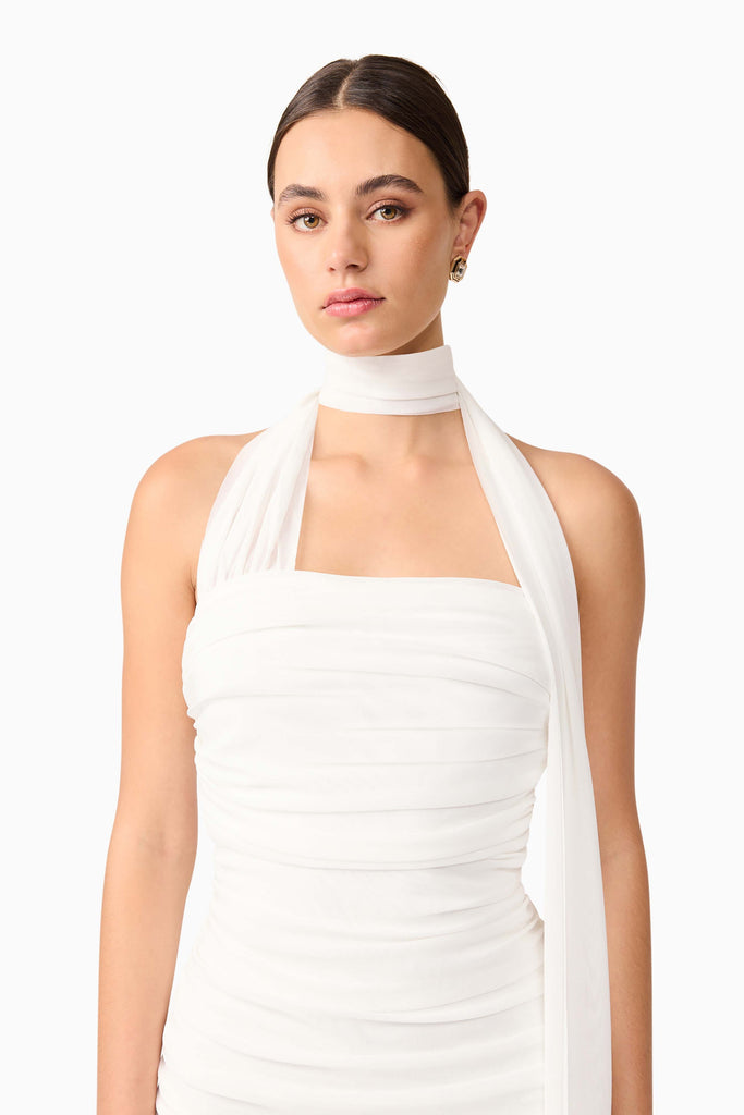 Darya Fitted Midi Dress in White