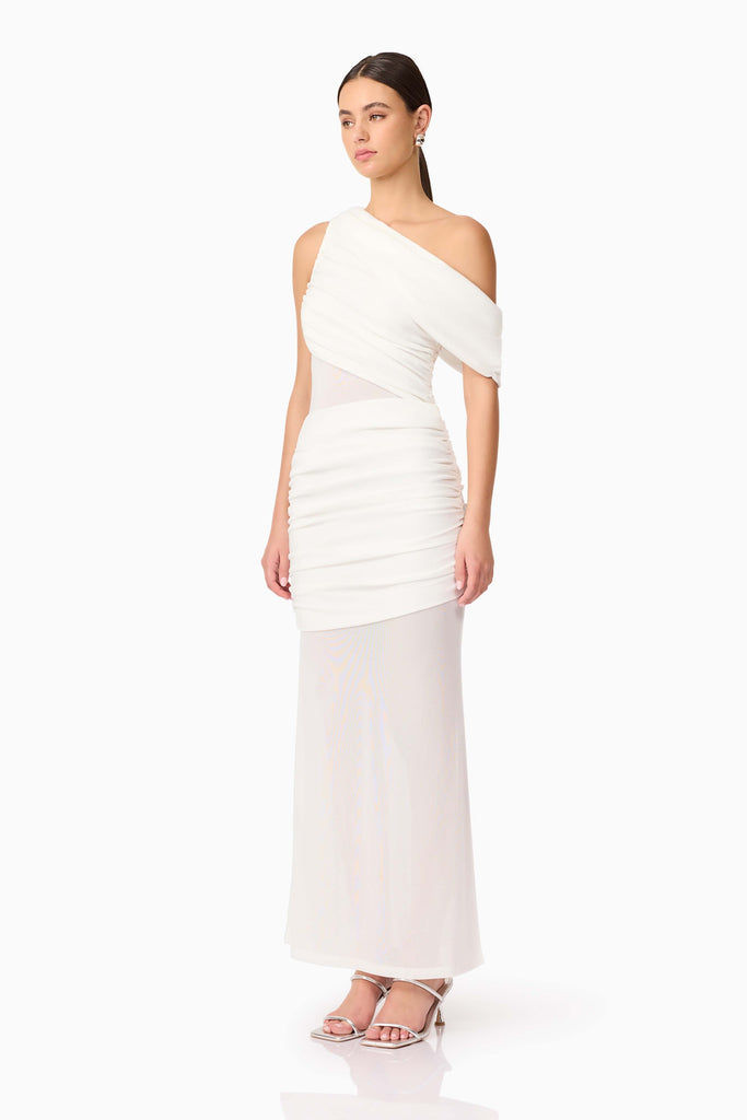 Darya Asymmetrical Gown in White