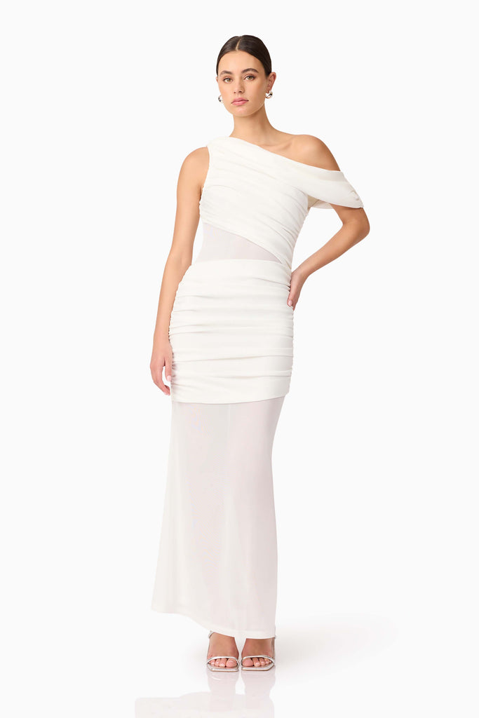 Darya Asymmetrical Gown in White