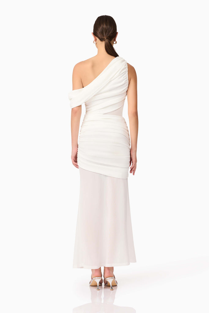 Darya Asymmetrical Gown in White