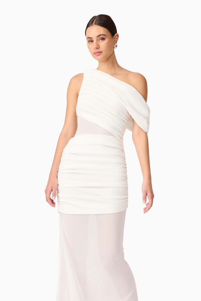 Darya Asymmetrical Gown in White