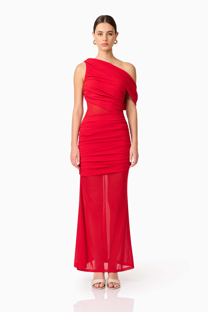Darya Asymmetrical Gown in Red