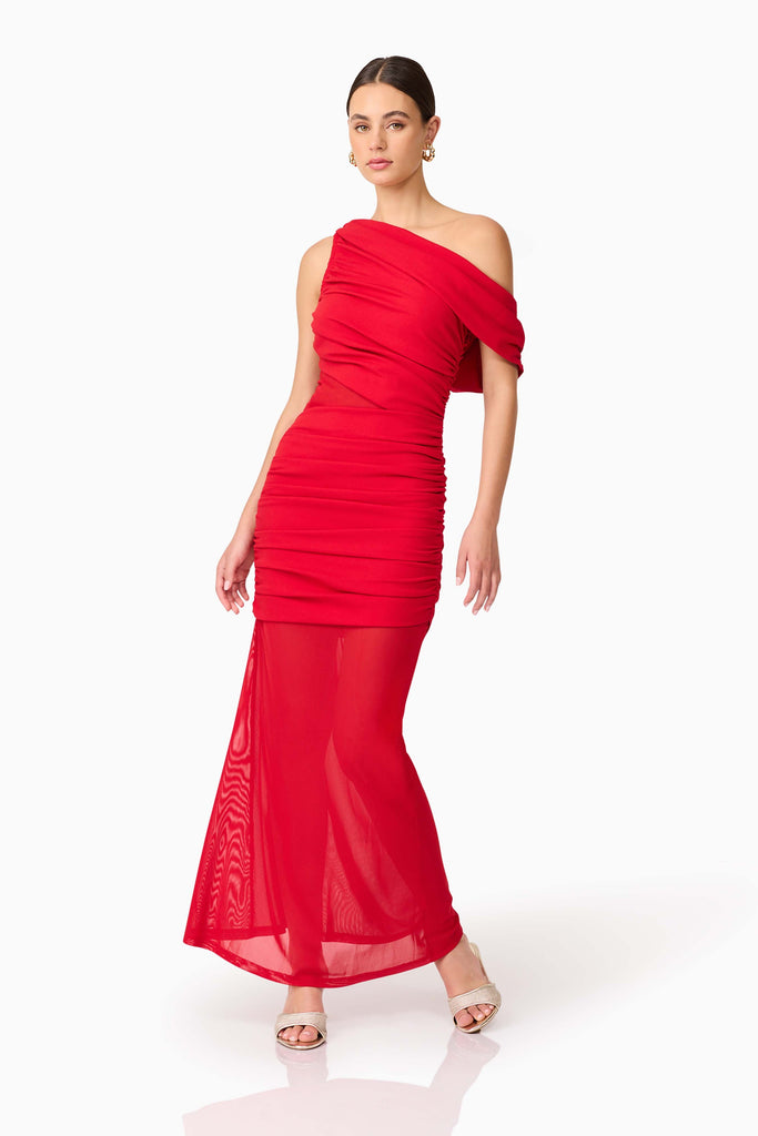 Darya Asymmetrical Gown in Red
