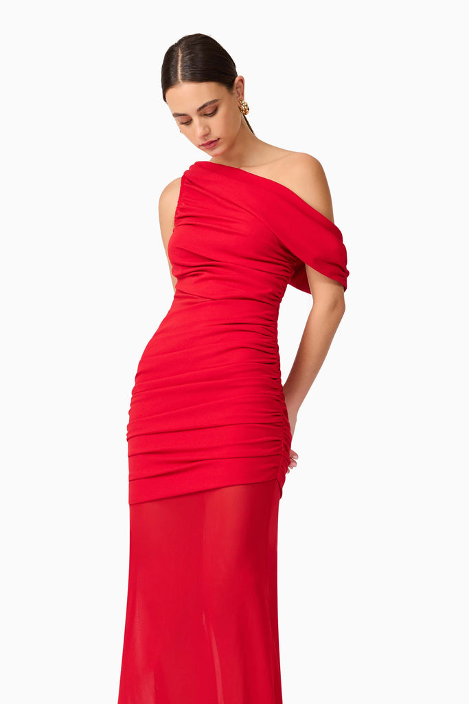 Darya Asymmetrical Gown in Red